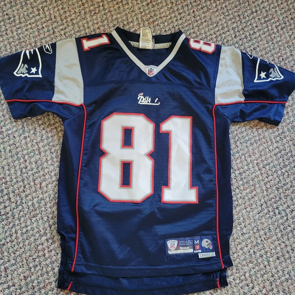 New England Patriots #81 Onfield Reebok NFL Equipment Jersey M (10-12)